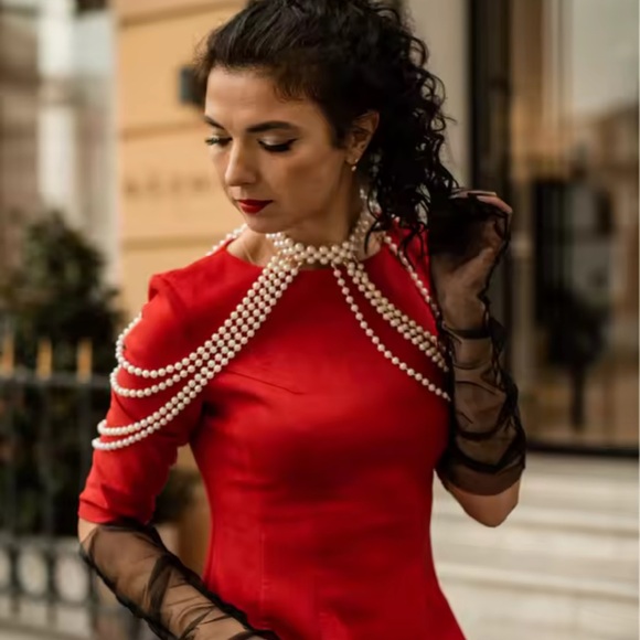 Bridal Tassel Pearl Shoulder Chain Necklace for Women Elegant Shawl Wedding - Picture 8 of 9